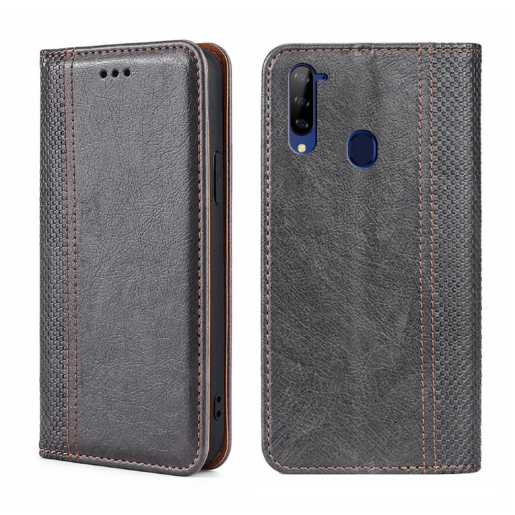 For ZTE Libero 5G Grid Texture Magnetic Flip Leather Phone Case