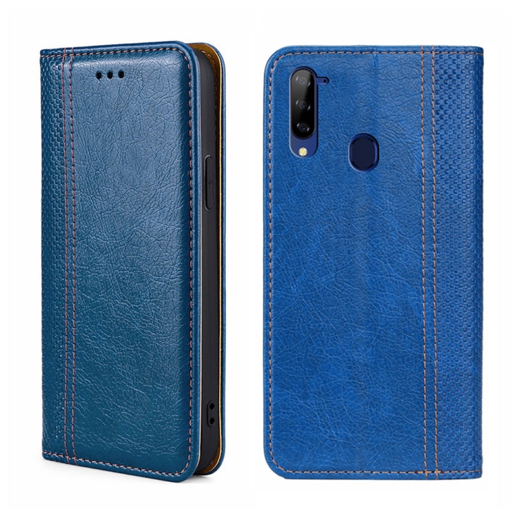 For ZTE Libero 5G Grid Texture Magnetic Flip Leather Phone Case