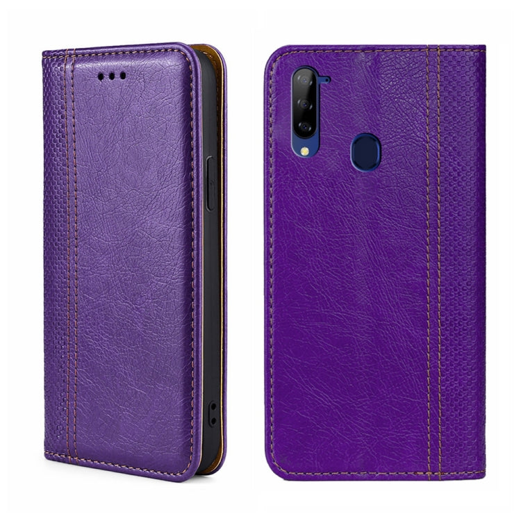 For ZTE Libero 5G Grid Texture Magnetic Flip Leather Phone Case