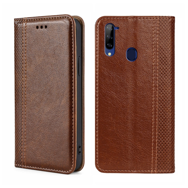 For ZTE Libero 5G Grid Texture Magnetic Flip Leather Phone Case