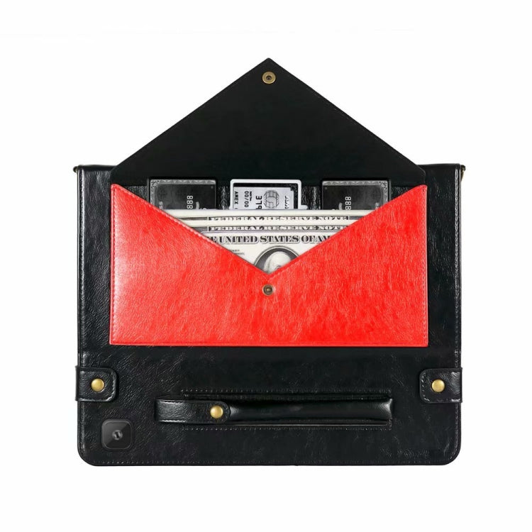 For Samsung Galaxy Tab A7 T500/T505 Envelope Color Matching Leather Tablet Case(Black Red)