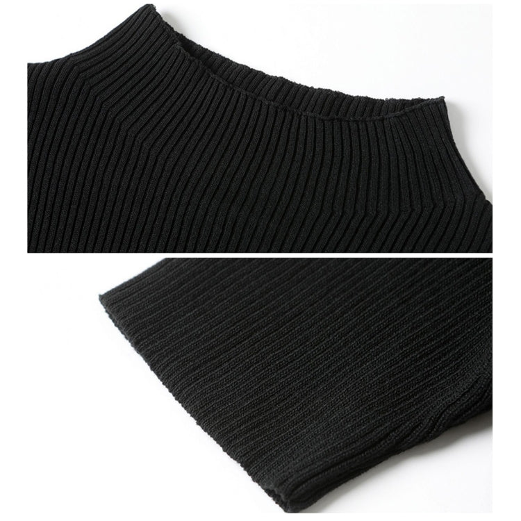 Breathable Knit Sweater Tops and Smudge Double Layer Swing Long Skirt Two Piece Set, Size: