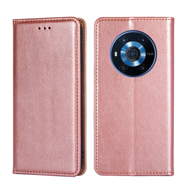 For Honor Magic3 Gloss Oil Solid Color Magnetic Leather Phone Case