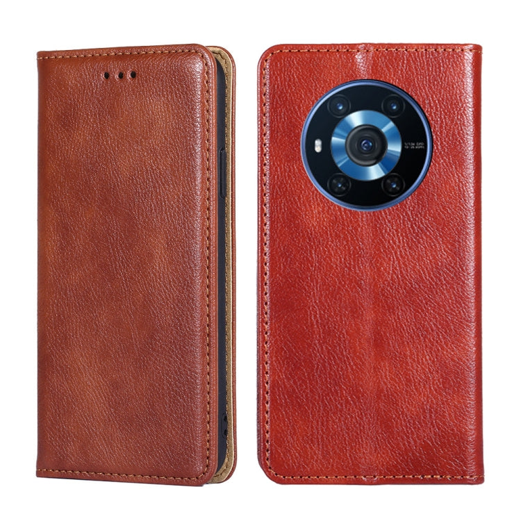 For Honor Magic3 Gloss Oil Solid Color Magnetic Leather Phone Case