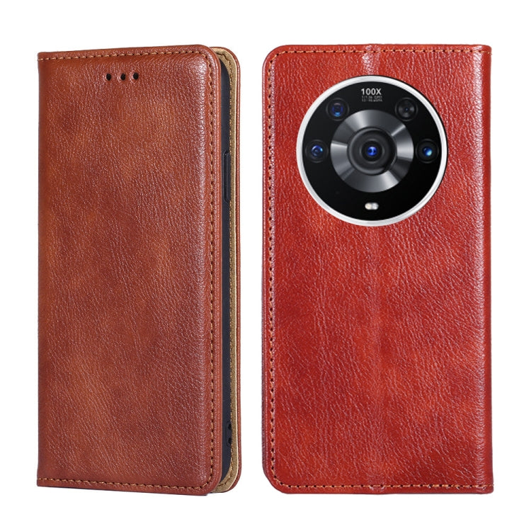 For Honor Magic3 Pro Gloss Oil Solid Color Magnetic Leather Phone Case