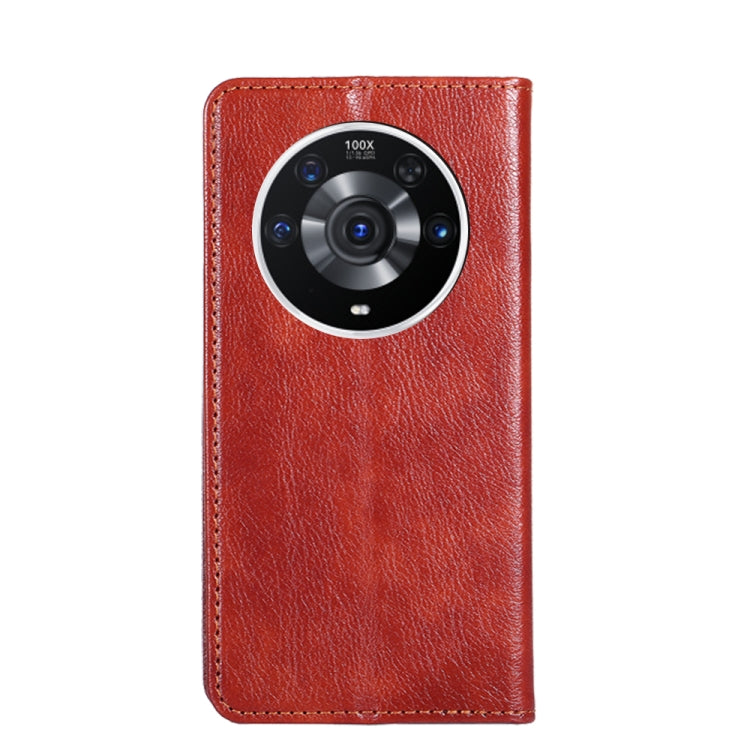 For Honor Magic3 Pro Gloss Oil Solid Color Magnetic Leather Phone Case