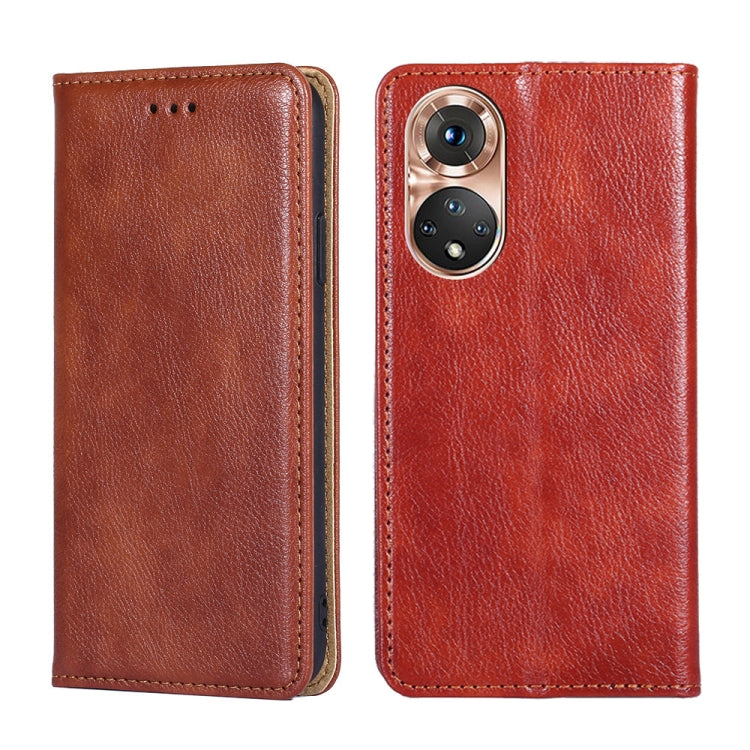 For Honor 50 Gloss Oil Solid Color Magnetic Leather Phone Case