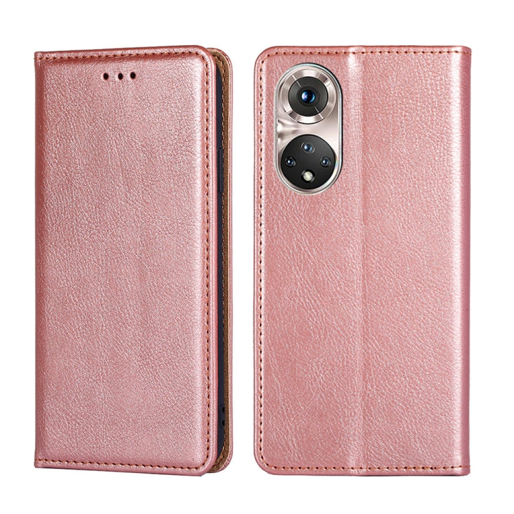 For Honor 50 Pro Gloss Oil Solid Color Magnetic Leather Phone Case