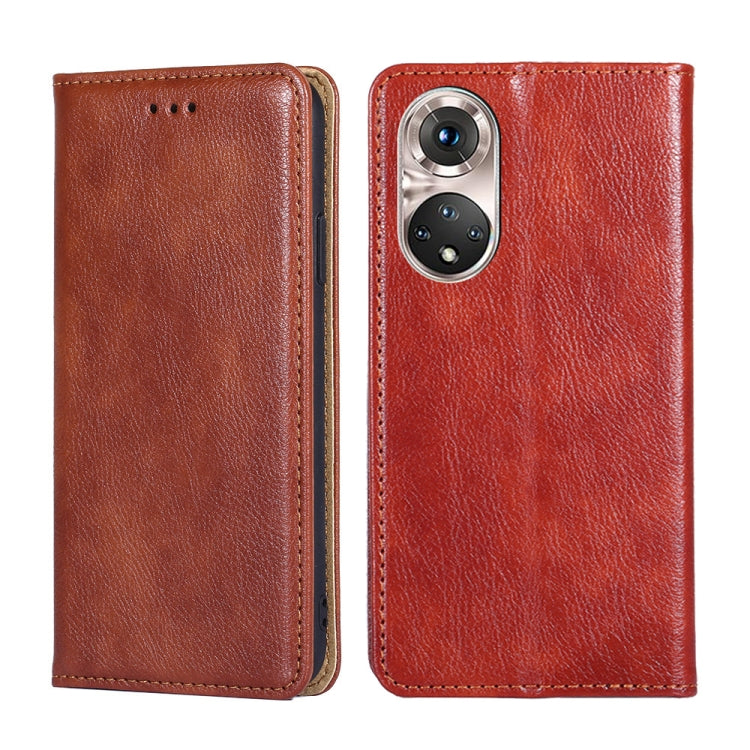 For Honor 50 Pro Gloss Oil Solid Color Magnetic Leather Phone Case