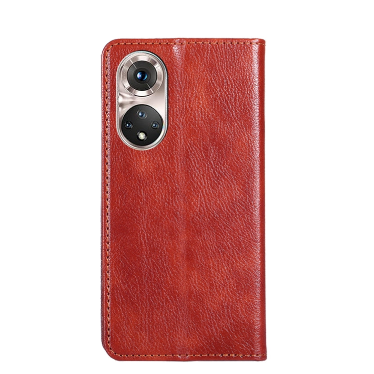 For Honor 50 Pro Gloss Oil Solid Color Magnetic Leather Phone Case