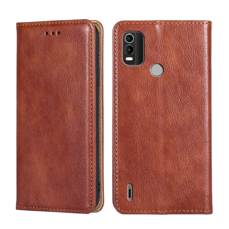 For Nokia C21 Plus Gloss Oil Solid Color Magnetic Leather Phone Case