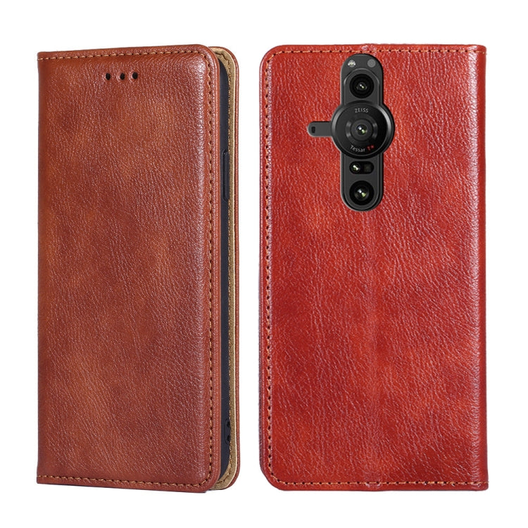 For Sony Xperia Pro-I Gloss Oil Solid Color Magnetic Leather Phone Case