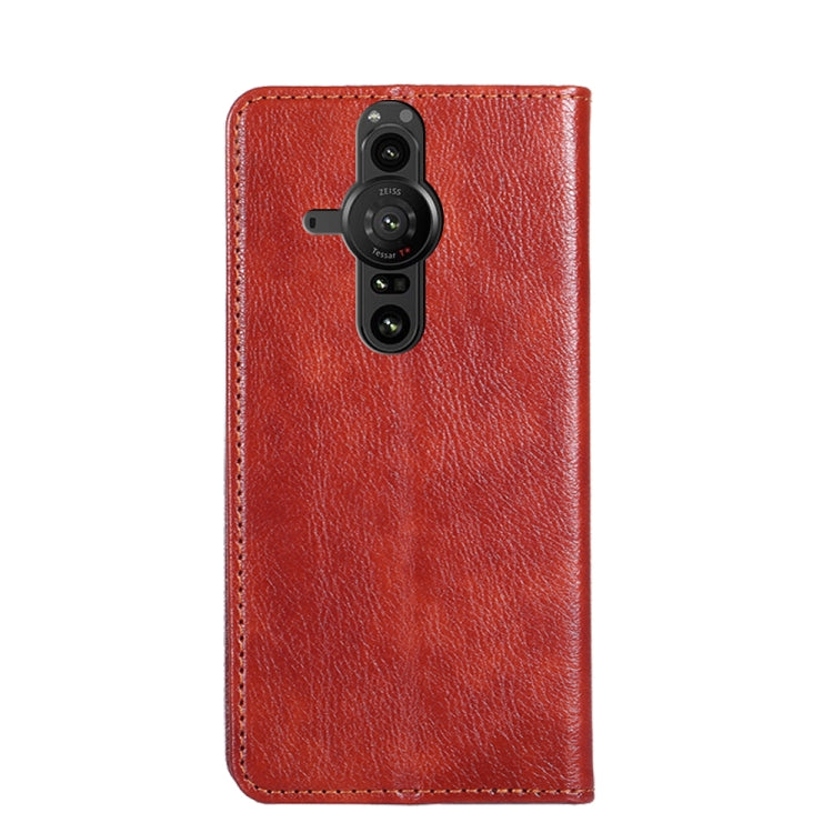For Sony Xperia Pro-I Gloss Oil Solid Color Magnetic Leather Phone Case