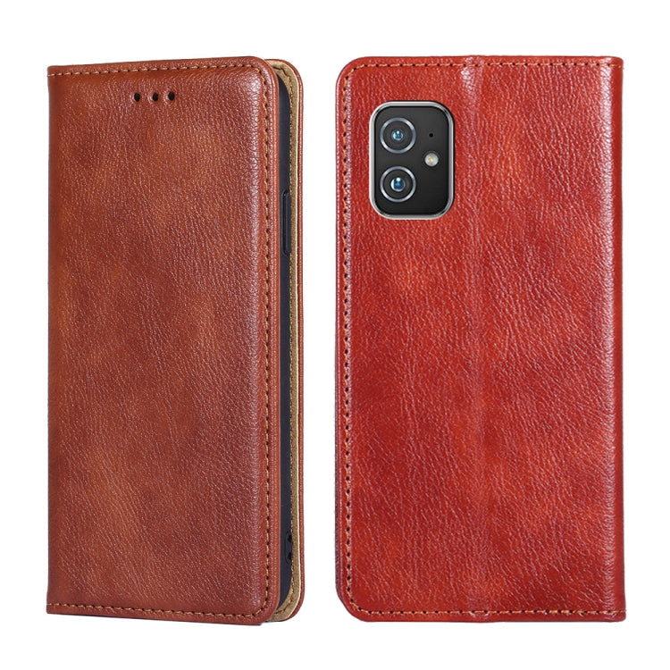 For Asus Zenfone 8 ZS590KS Gloss Oil Solid Color Magnetic Leather Phone Case
