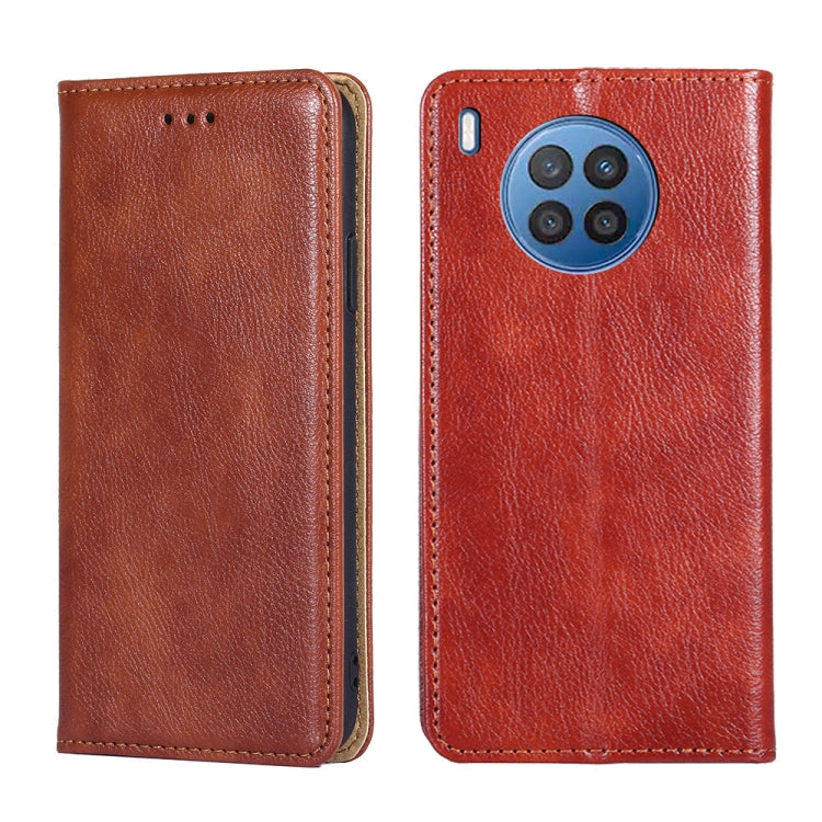 For Huawei nova 8i Gloss Oil Solid Color Magnetic Leather Phone Case