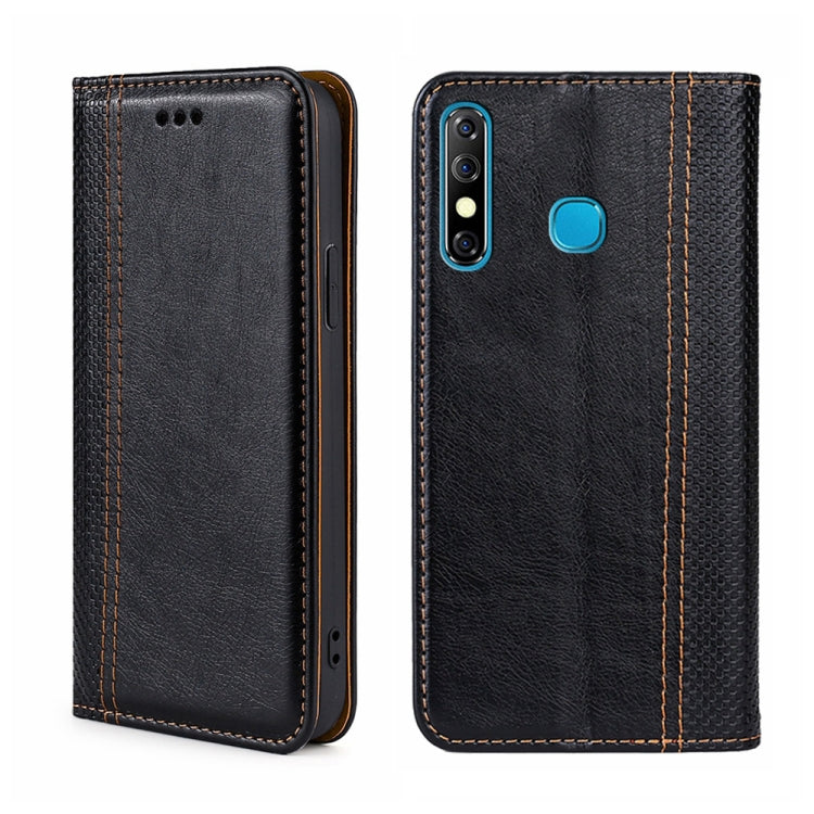 For Infinix Hot 8/Hot 8 Lite/Tecon Camon 12 Grid Texture Magnetic Flip Leather Phone Case