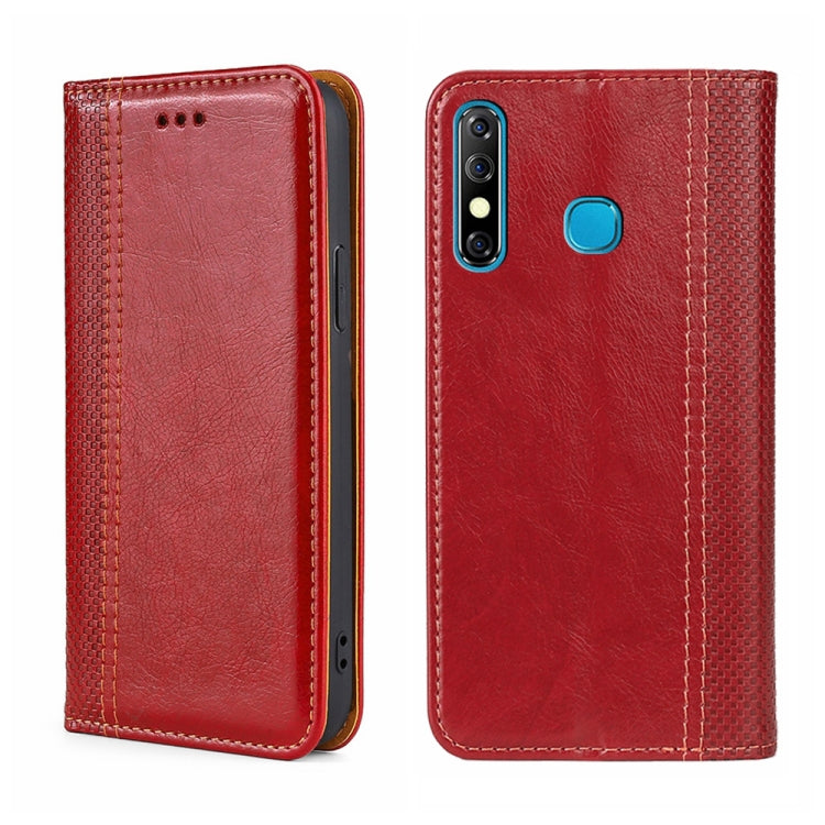 For Infinix Hot 8/Hot 8 Lite/Tecon Camon 12 Grid Texture Magnetic Flip Leather Phone Case