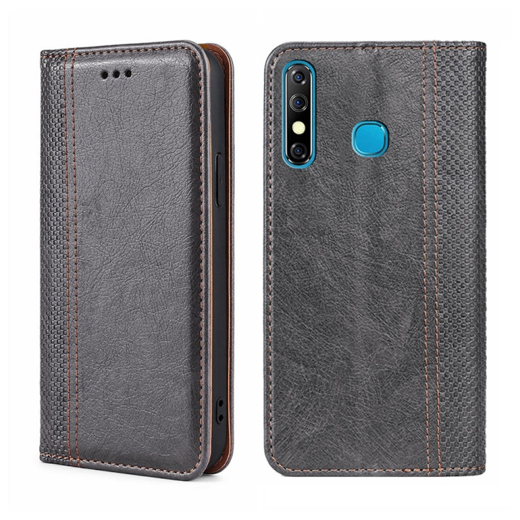For Infinix Hot 8/Hot 8 Lite/Tecon Camon 12 Grid Texture Magnetic Flip Leather Phone Case