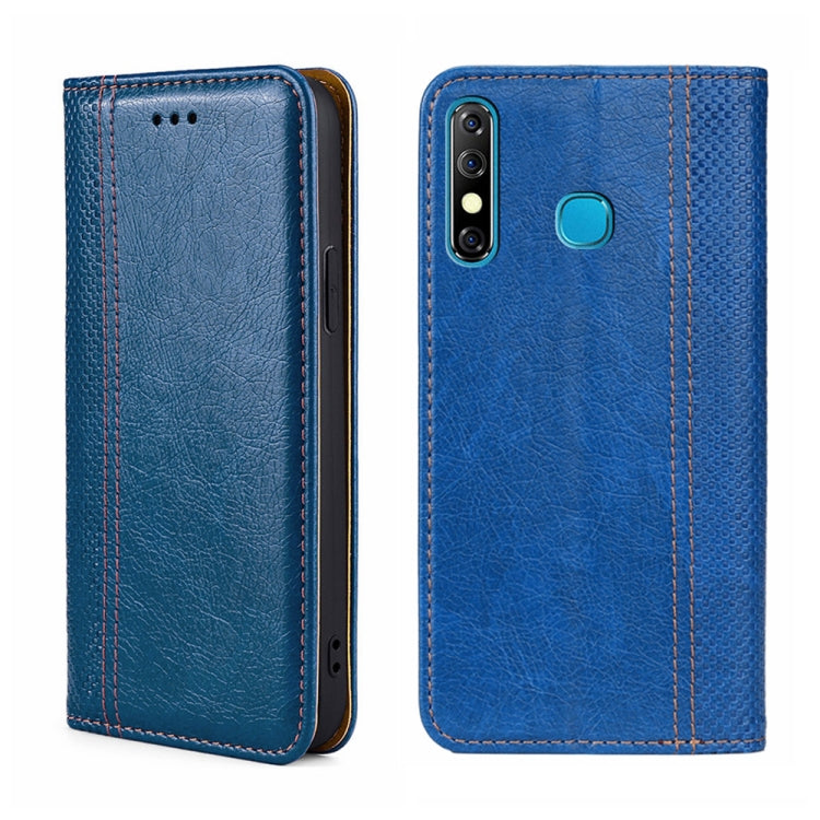 For Infinix Hot 8/Hot 8 Lite/Tecon Camon 12 Grid Texture Magnetic Flip Leather Phone Case