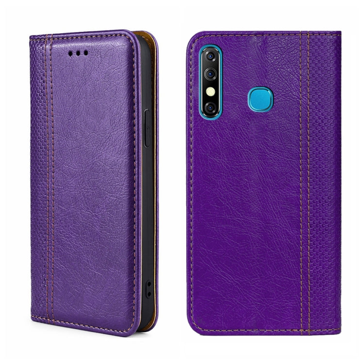 For Infinix Hot 8/Hot 8 Lite/Tecon Camon 12 Grid Texture Magnetic Flip Leather Phone Case