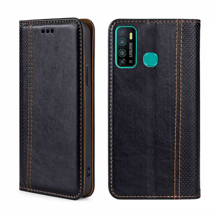 For Infinix Hot 9/Note 7 lite Grid Texture Magnetic Flip Leather Phone Case