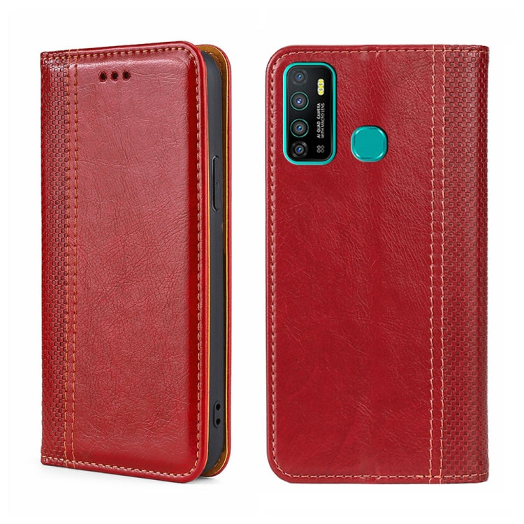 For Infinix Hot 9/Note 7 lite Grid Texture Magnetic Flip Leather Phone Case