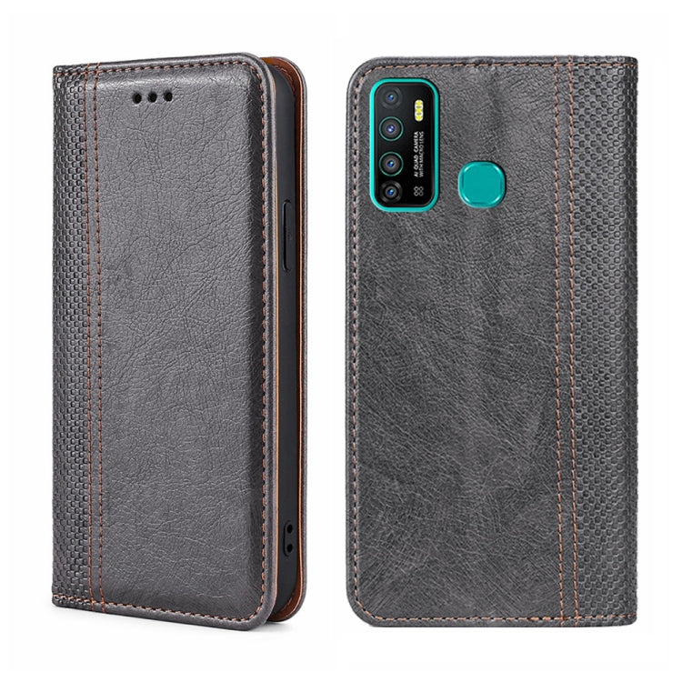 For Infinix Hot 9/Note 7 lite Grid Texture Magnetic Flip Leather Phone Case