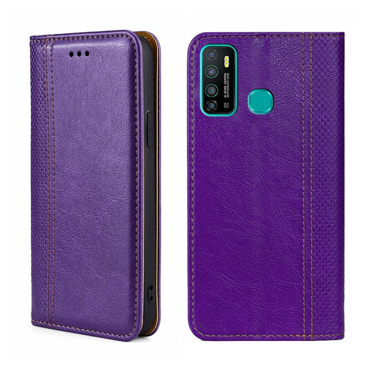 For Infinix Hot 9/Note 7 lite Grid Texture Magnetic Flip Leather Phone Case