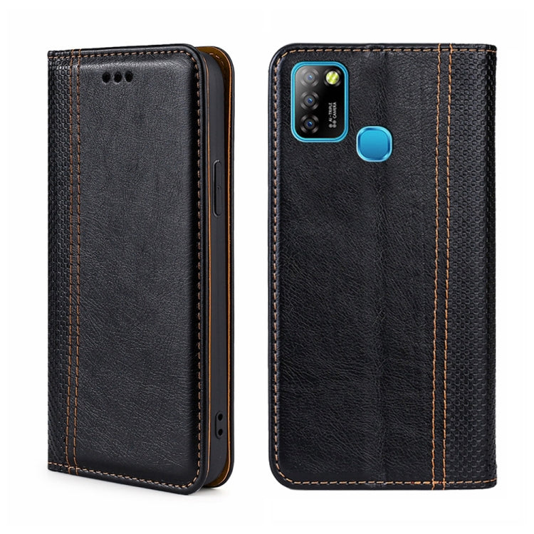 For Infinix Hot 10 Lite/Smart 5 Grid Texture Magnetic Flip Leather Phone Case