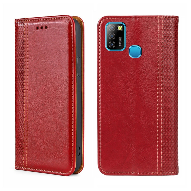 For Infinix Hot 10 Lite/Smart 5 Grid Texture Magnetic Flip Leather Phone Case