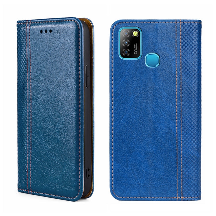 For Infinix Hot 10 Lite/Smart 5 Grid Texture Magnetic Flip Leather Phone Case