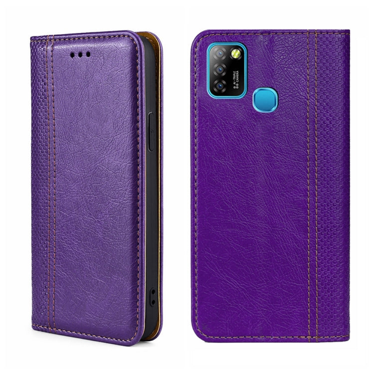 For Infinix Hot 10 Lite/Smart 5 Grid Texture Magnetic Flip Leather Phone Case