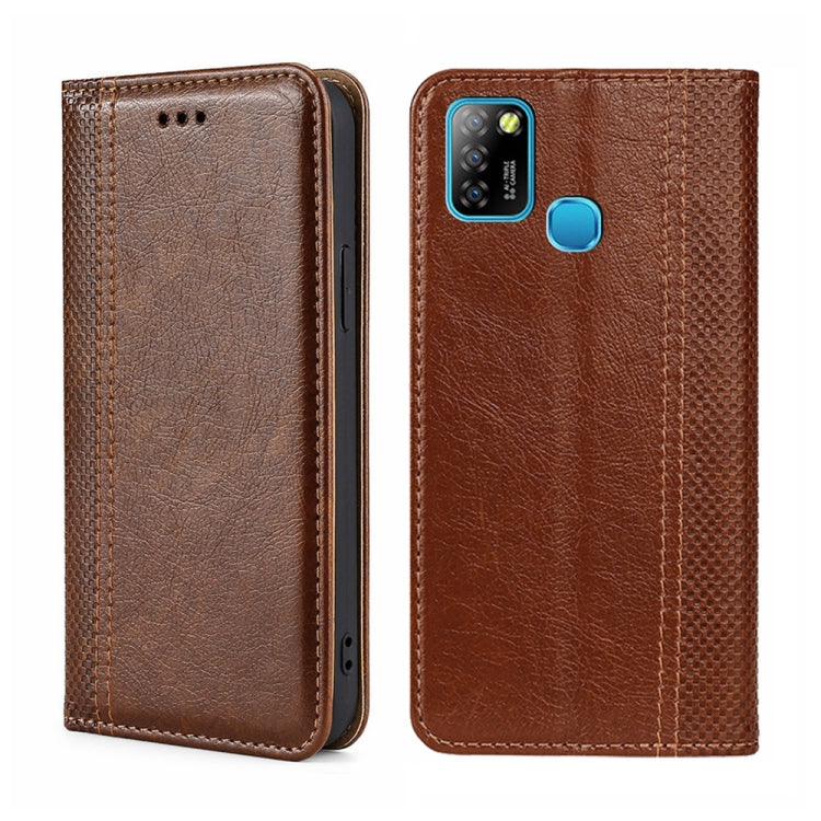 For Infinix Hot 10 Lite/Smart 5 Grid Texture Magnetic Flip Leather Phone Case