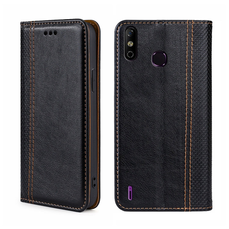 For Infinix Smart 4 Grid Texture Magnetic Flip Leather Phone Case