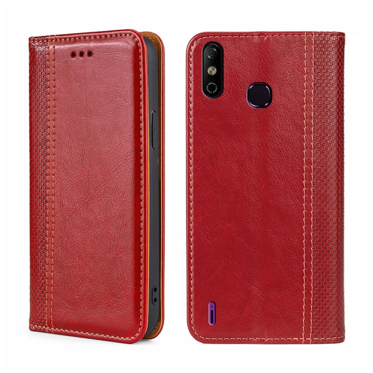 For Infinix Smart 4 Grid Texture Magnetic Flip Leather Phone Case
