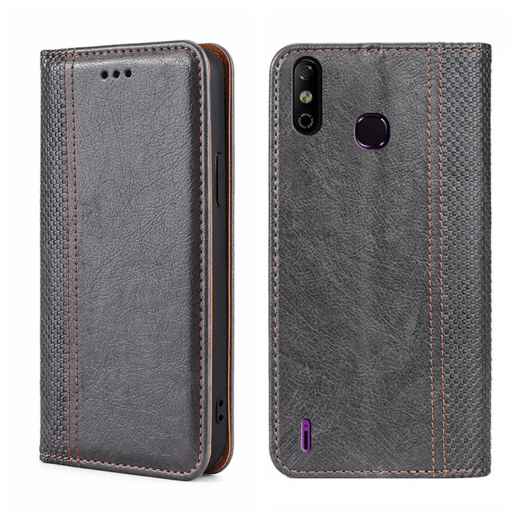 For Infinix Smart 4 Grid Texture Magnetic Flip Leather Phone Case