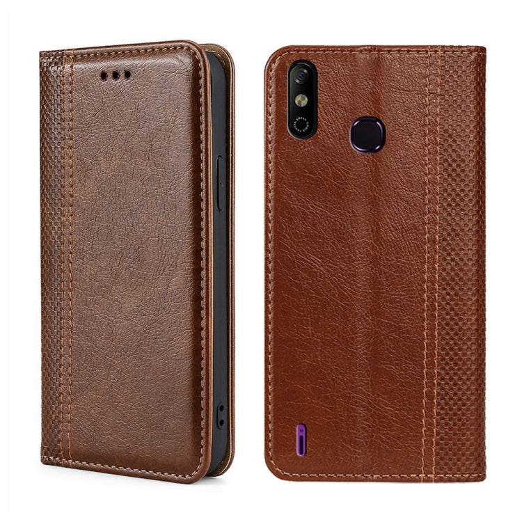 For Infinix Smart 4 Grid Texture Magnetic Flip Leather Phone Case