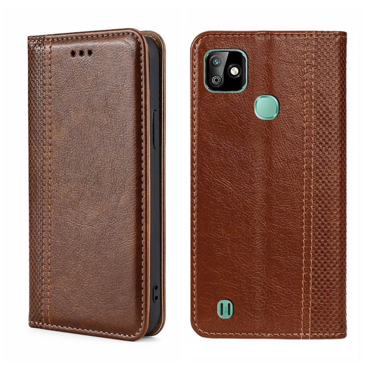 For Infinix Smart HD 2021 Grid Texture Magnetic Flip Leather Phone Case