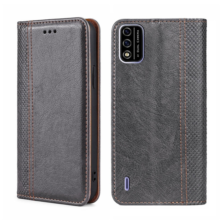 For Itel A48 Grid Texture Magnetic Flip Leather Phone Case