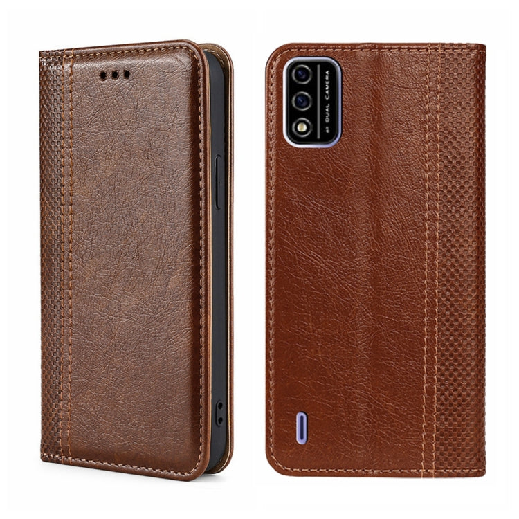 For Itel A48 Grid Texture Magnetic Flip Leather Phone Case