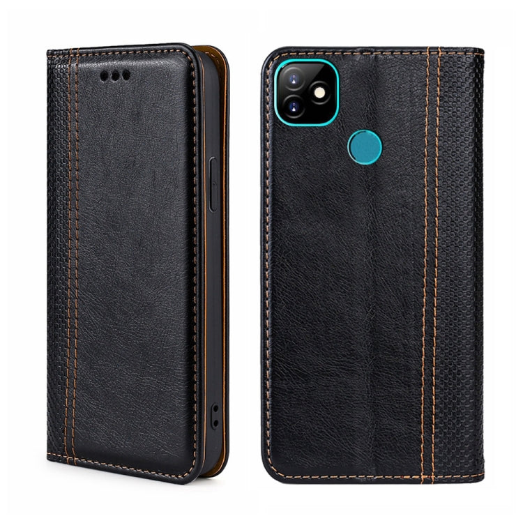 For Itel Vision 1 Grid Texture Magnetic Flip Leather Phone Case