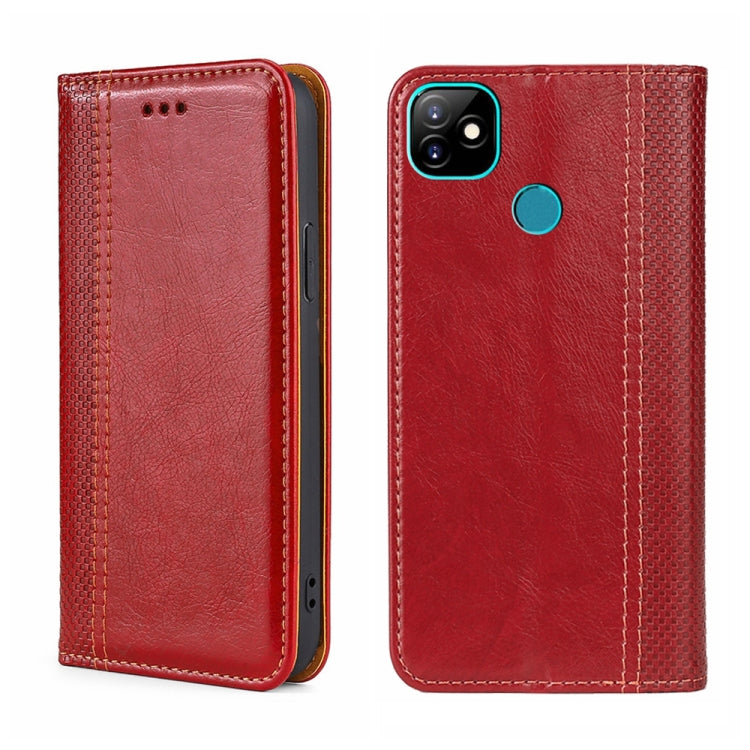For Itel Vision 1 Grid Texture Magnetic Flip Leather Phone Case
