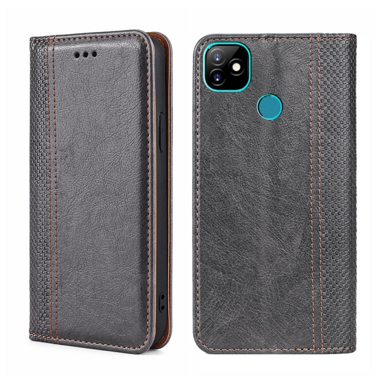 For Itel Vision 1 Grid Texture Magnetic Flip Leather Phone Case
