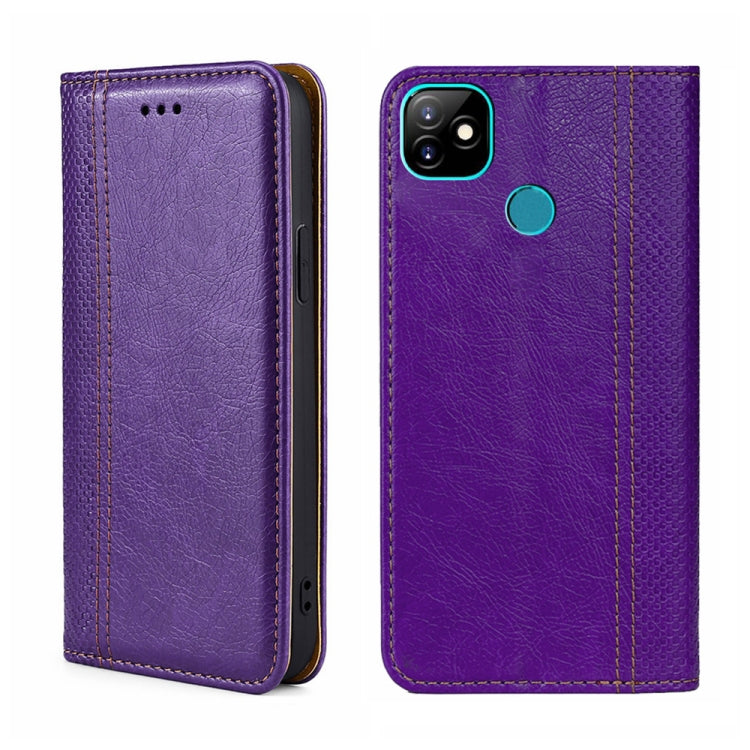 For Itel Vision 1 Grid Texture Magnetic Flip Leather Phone Case