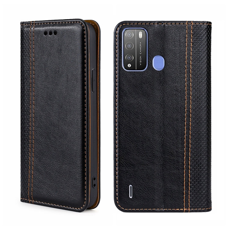 For Itel Vision 1 Pro Grid Texture Magnetic Flip Leather Phone Case