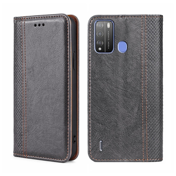 For Itel Vision 1 Pro Grid Texture Magnetic Flip Leather Phone Case