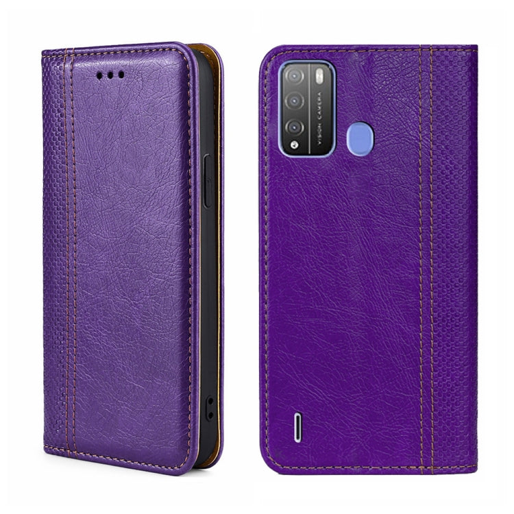 For Itel Vision 1 Pro Grid Texture Magnetic Flip Leather Phone Case