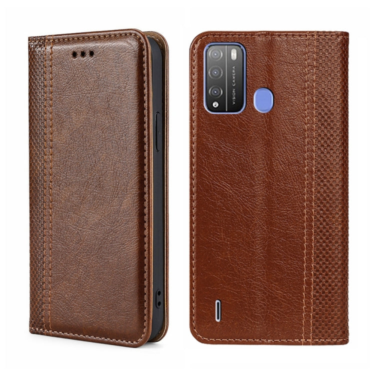 For Itel Vision 1 Pro Grid Texture Magnetic Flip Leather Phone Case