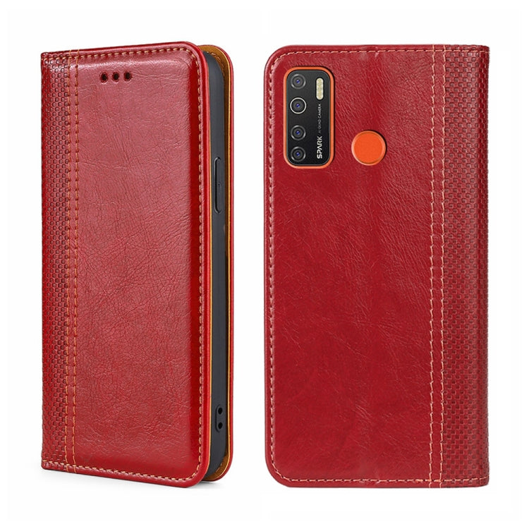 For Tecno Camon 15/Camon 15 Air/Spark 5/Spark 5 Pro Grid Texture Magnetic Flip Leather Phone Case
