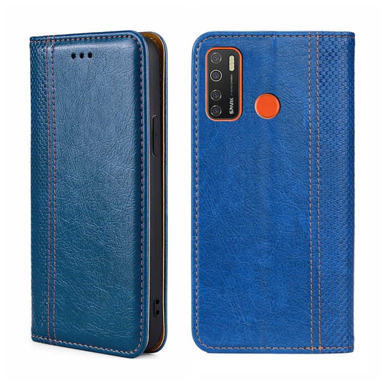For Tecno Camon 15/Camon 15 Air/Spark 5/Spark 5 Pro Grid Texture Magnetic Flip Leather Phone Case